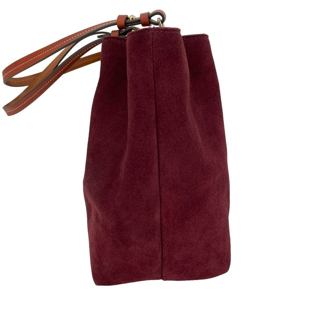 Elegant Burgundy Suede Tote Bag - Picture 5 of 14